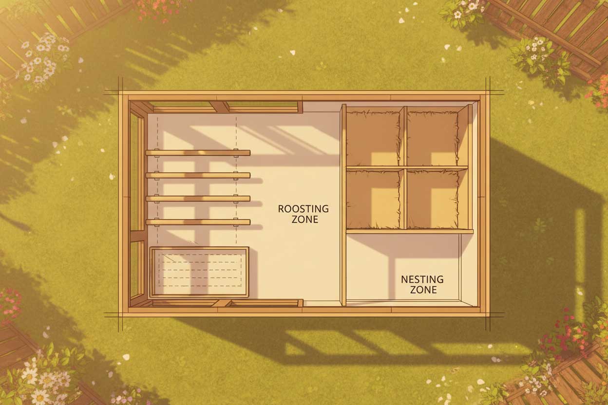 4x8 chicken coop interior layout idea