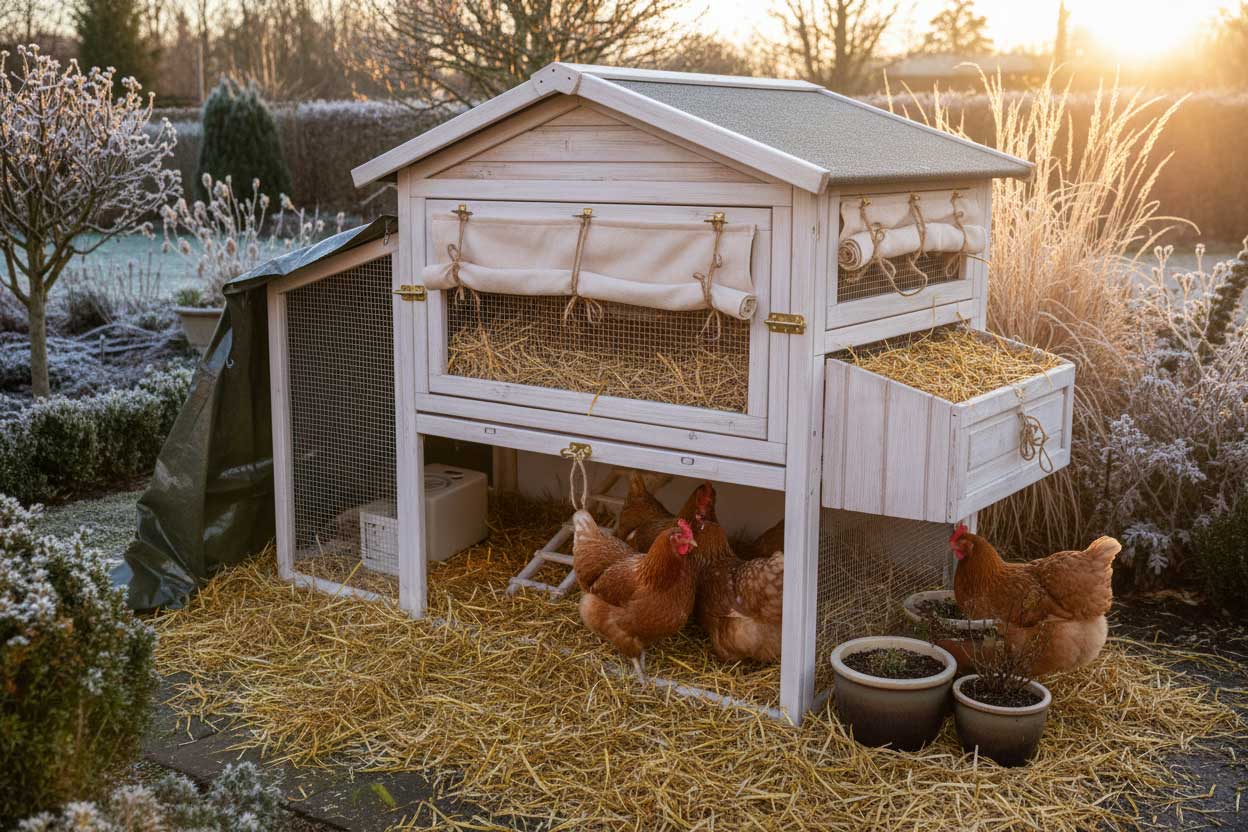 Chicken coop prepared for winter weather